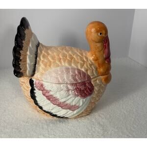 Thanksgiving Turkey Ceramic Covered Tureen Gravy Holiday Boat Unique